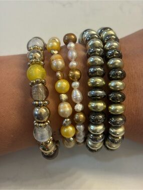 Beaded Stretch Bracelet Set (5) - Women Jewellery